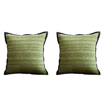 Throw Pillow Covers - Pack of 2 Pillows - Light Green 17.7X17.7 Inch- Indian Jacquard Cover-Cover Only