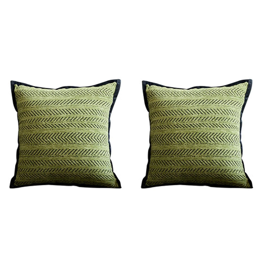 Throw Pillow Covers - Pack of 2 Pillows - Light Green 17.7X17.7 Inch- Indian Jacquard Cover-Cover Only