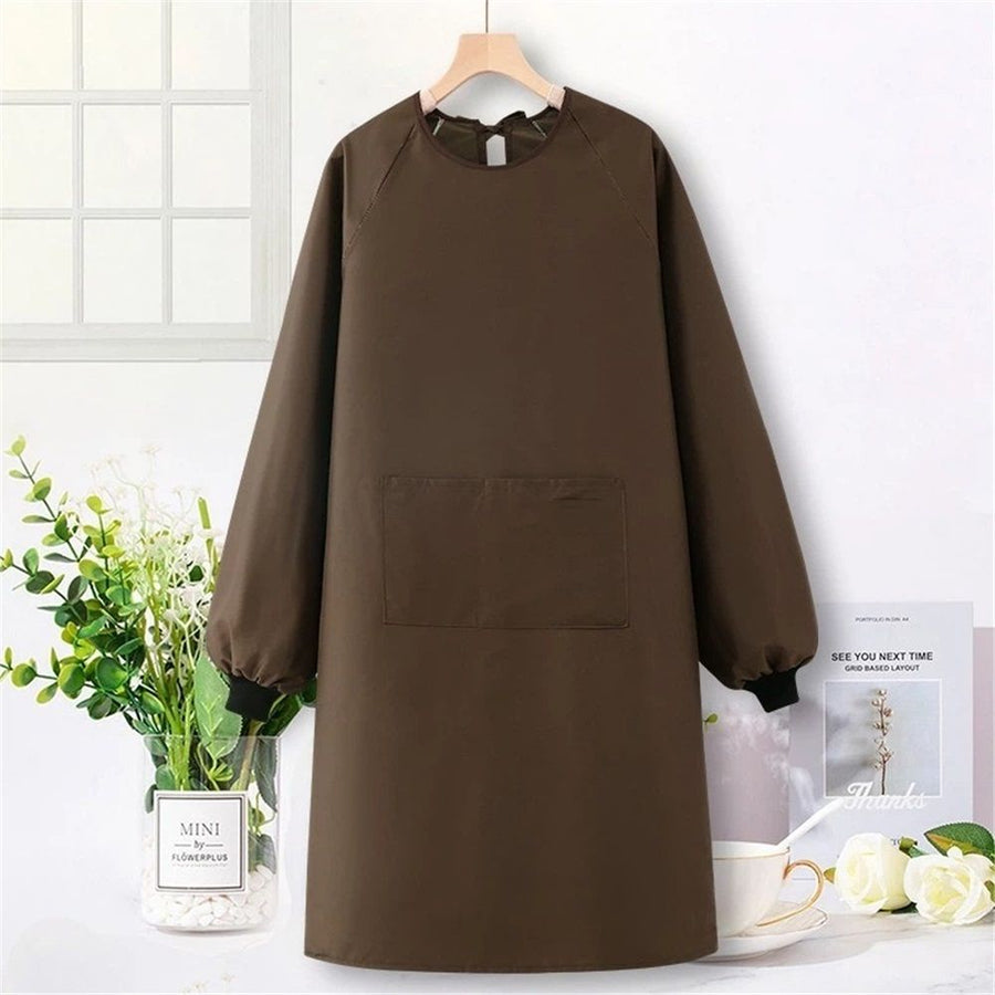 Adults Long Sleeve Cooking Kitchen Apron Waterproof Artist Drawing Apron,for DishWashing, Lab Work, Dog Grooming, Cleaning