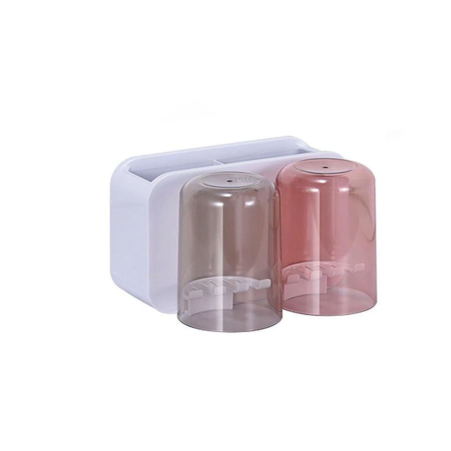 Wall-Mounted Toothbrush Holder with Rinse Cups Bathroom Organizer for Toothbrush and Accessories, 2 -Cup（Only cups and cup holders）