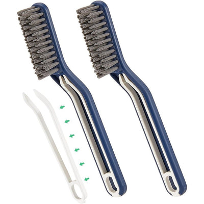 2 pack Crevice Cleaning Brush, Hard Bristle Grout Brush Gap Cleaner Tool for Tight Groove Spaces, Kitchen, Bathroom, Sliding Shower Door, Faucets Corners, Tiles, Sink and Windows Track
