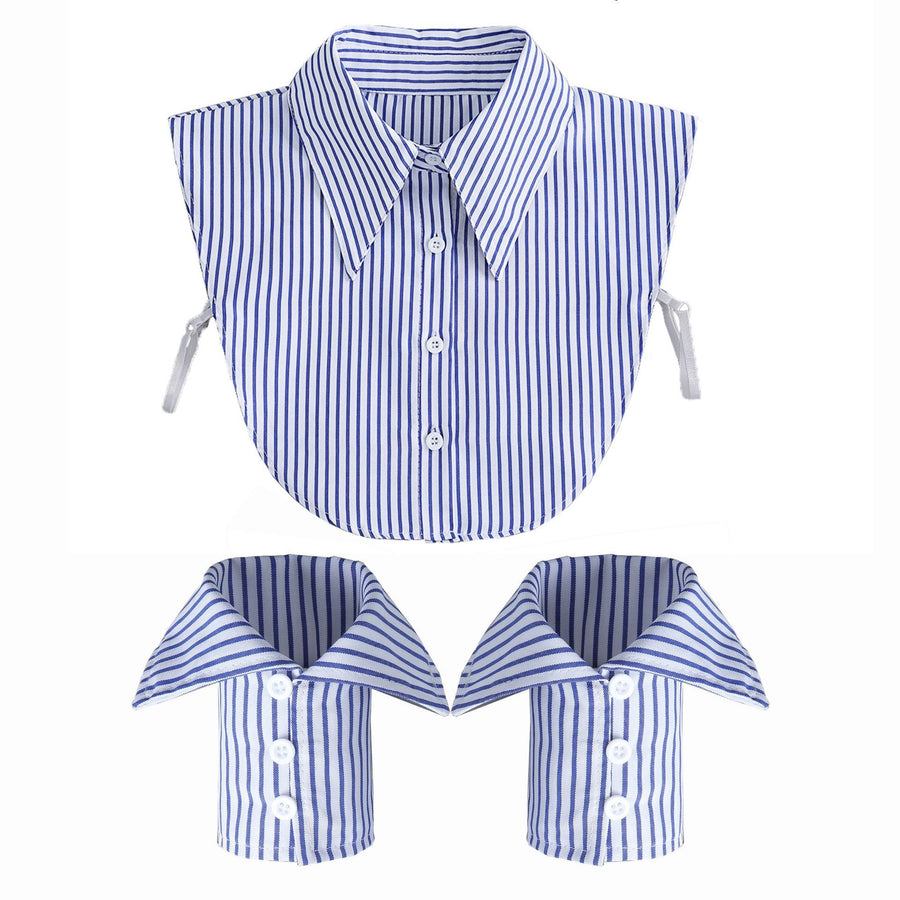 False Collar Shirt Detachable Fake Collar Wrist Cuffs Fake Sleeve Cuffs Collar Half Shirt Collar（blue）