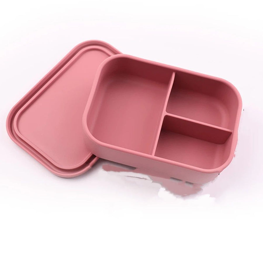 Silicone Bento Box, 3 Removable Compartments, BPA-Free, Leak-Resistant, Dishwasher and Microwave Safe, Perfect for Work, Travel & Meal Prep (pink)