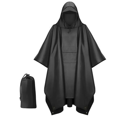 Adult Rain Poncho with Hood, Adult For Camping, Hiking, Travel, Outdoors,Coat Hooded Trench Jacket Outdoor Hiking（black）