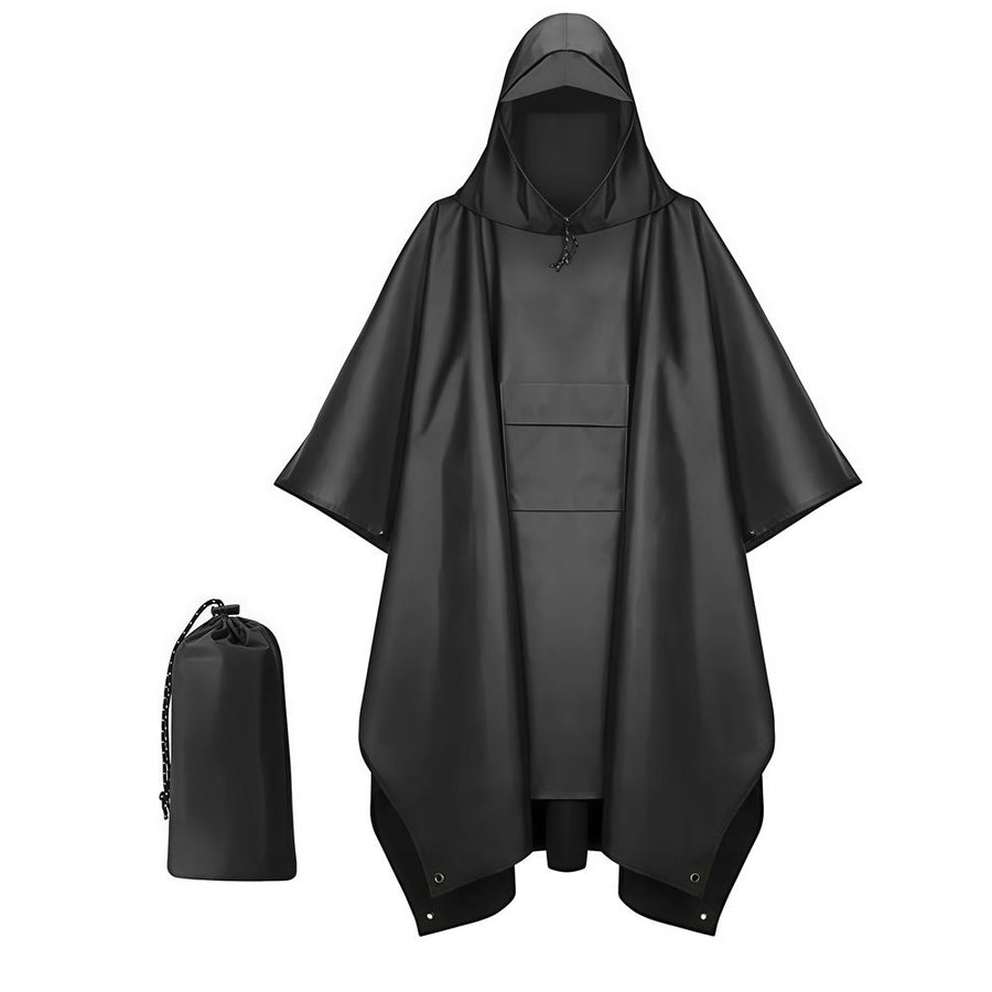 Adult Rain Poncho with Hood, Adult For Camping, Hiking, Travel, Outdoors,Coat Hooded Trench Jacket Outdoor Hiking（black）