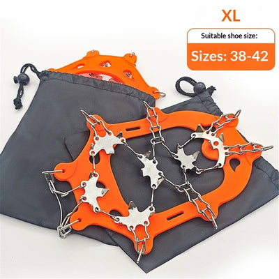 Ice Cleats Traction Snow Grips for Boots Shoes Women Men Anti Slip 19 Stainless Steel Spikes Safe Protect for Hiking Fishing Walking Climbing Mountaineering（XL）