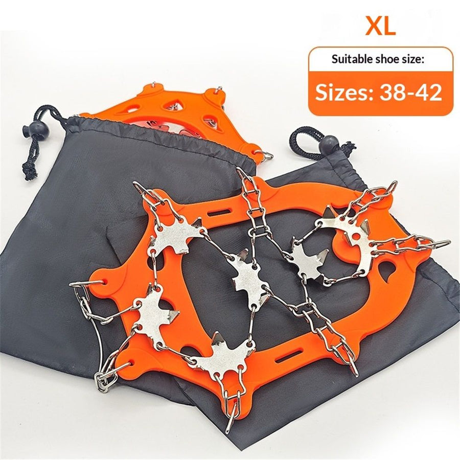 Ice Cleats Traction Snow Grips for Boots Shoes Women Men Anti Slip 19 Stainless Steel Spikes Safe Protect for Hiking Fishing Walking Climbing Mountaineering（XL）