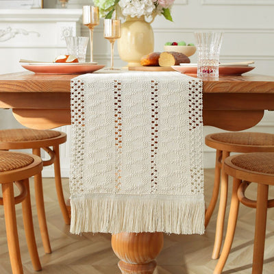2 pack tablecloth with Tassels, Fall tablecloth Rustic Farmhouse Table Runners for Bohemian Dining Bedroom Kitchen Decor 12x48 Inches（only tablecloth）