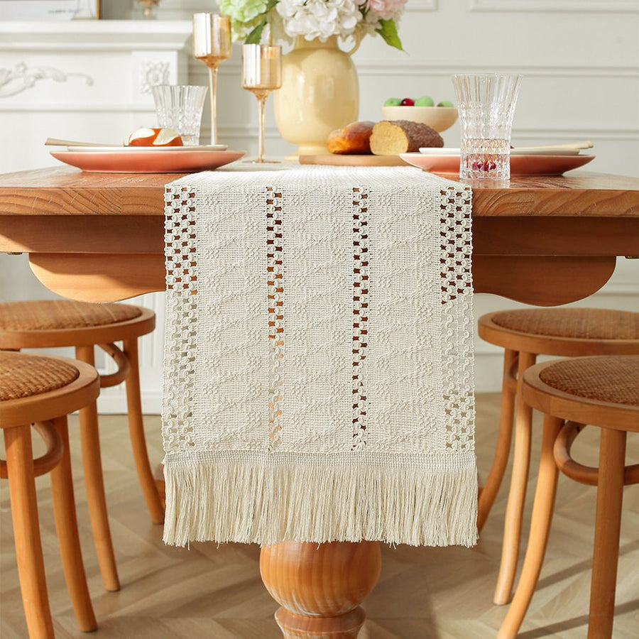 2 pack tablecloth with Tassels, Fall tablecloth Rustic Farmhouse Table Runners for Bohemian Dining Bedroom Kitchen Decor 12x48 Inches（only tablecloth）