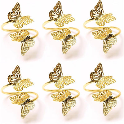 Napkin Rings Set of 8 Butterfly Metal Serviette Holder Buckles Napkin Rings for Dinner, Holiday Parties, Wedding, Dinner Party, Valentine's Day Table Decorations Gold