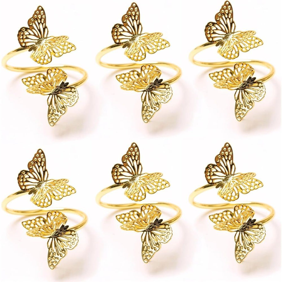Napkin Rings Set of 8 Butterfly Metal Serviette Holder Buckles Napkin Rings for Dinner, Holiday Parties, Wedding, Dinner Party, Valentine's Day Table Decorations Gold