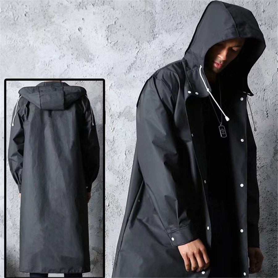Men's Reusable Long Raincoat, Windproof Waterproof Trench Coat for Hiking Fishing Dog Walking Outdoor Activities