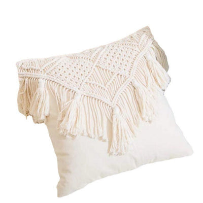 Cushion Cover Woven Cushion Cover for Bed Sofa Couch Bench Car Home Decor Comfortable Square with Tassels Decorative Pillow Covers（Only pillowcase）