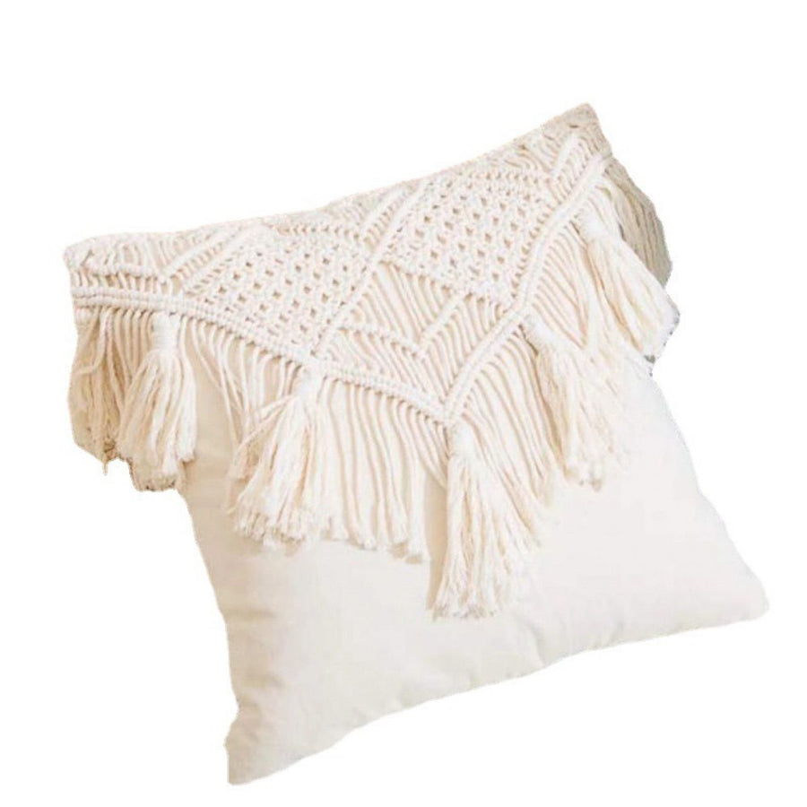 Cushion Cover Woven Cushion Cover for Bed Sofa Couch Bench Car Home Decor Comfortable Square with Tassels Decorative Pillow Covers（Only pillowcase）
