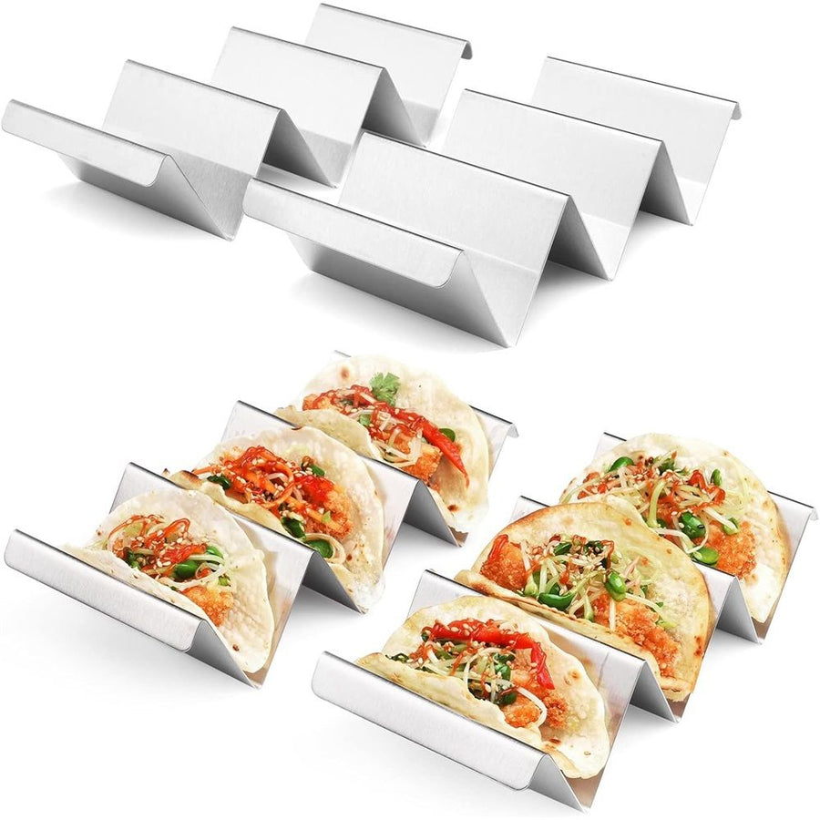 Taco Holders 4 Packs - Stainless Steel Taco Stand Rack Tray Style, Oven Safe for Baking, Dishwasher and Grill Safe（Only bracket）
