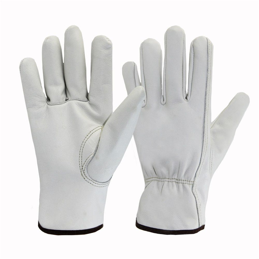 Leather craft Driver Gloves, Gardening gloves for maximum protection Durable & Comfort Welding, Farm, Ranch, White（XL）