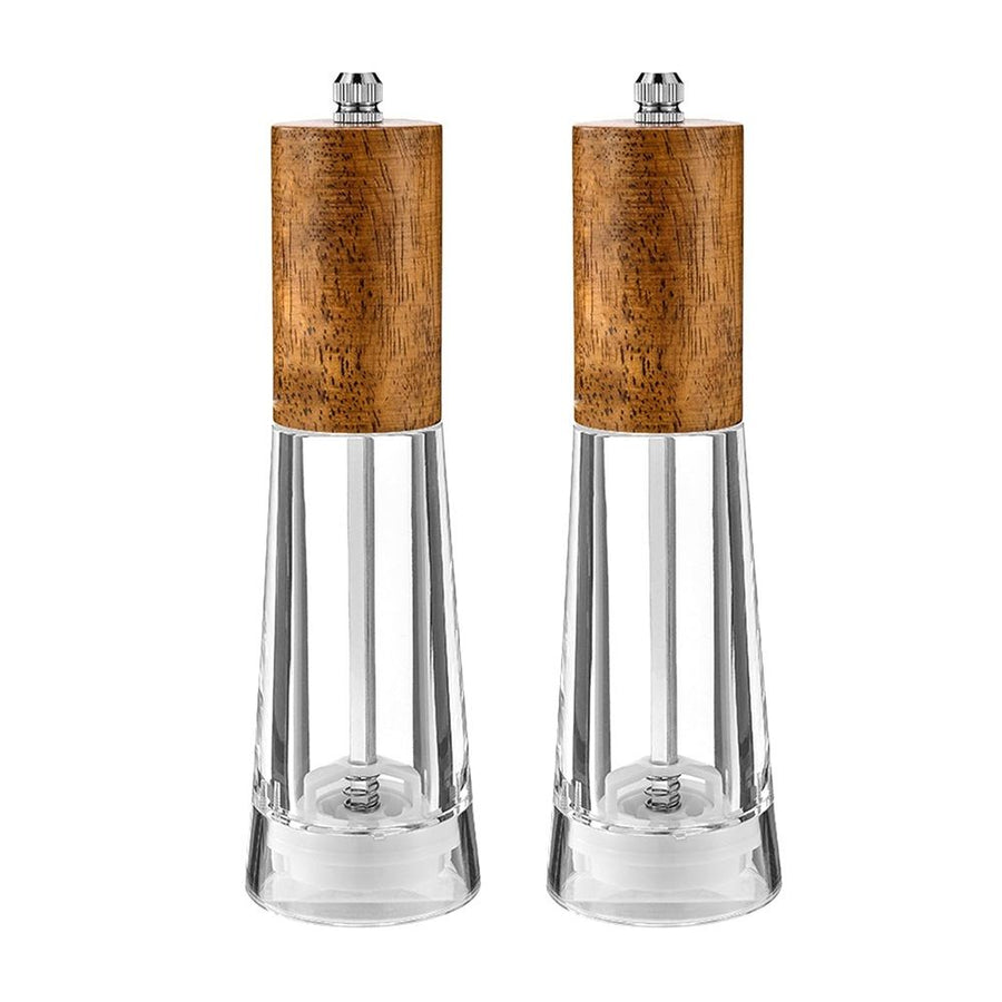 2Pcs Advanced Salt and Pepper Grinder, Wooden Pepper Grinder, Durable Grinder with Adjustable Thickness for Grinding（Only grinder）