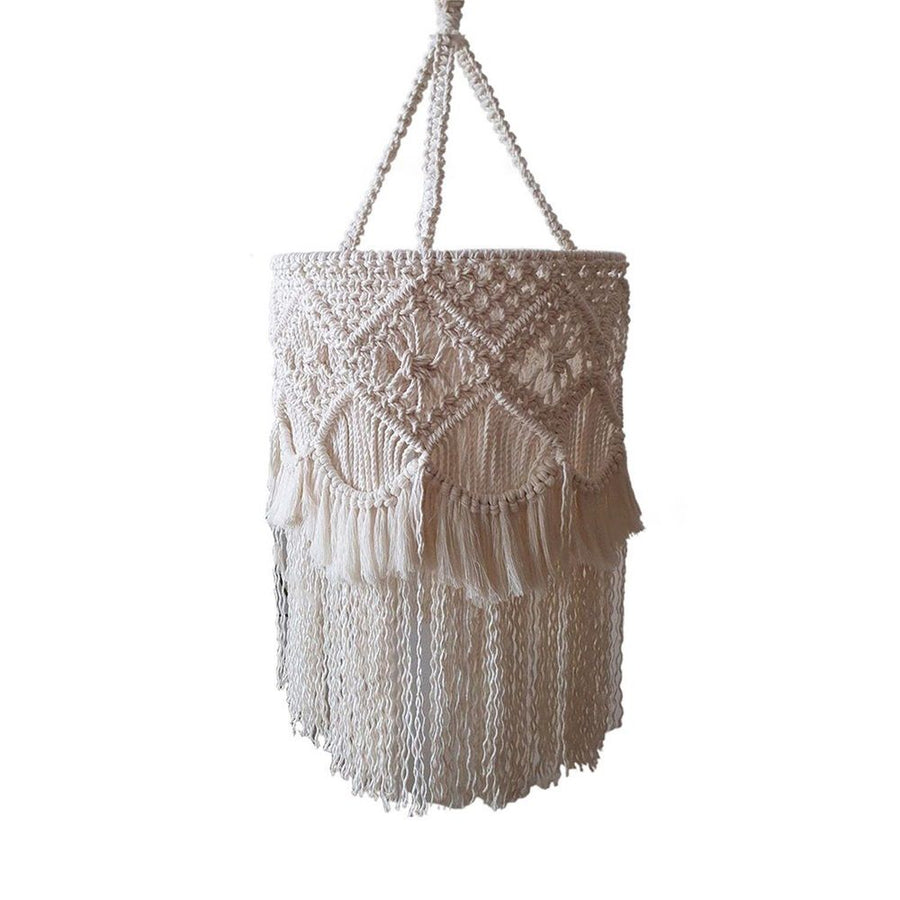 Lamp Shade Hanging Light Cover Modern Handwoven Chic Tassel Boho Light Shade Lampshade for Bedroom Dorm Room Home Office Restaurant（Bulb Not Included）