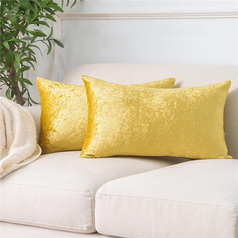Set of 2 Gold Throw Pillow Covers Super Soft Pillows Lumbar Modern Rectangle Decorative Bed Pillow Cover for Couch Patio, 12x20 inches, Gold（Only pillow cover）