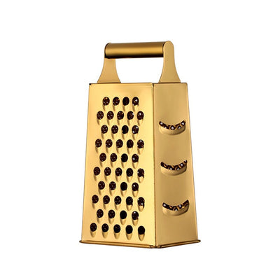 Professional Kitchen Accessories - Gold Box Grater 4 Sides, Garlic Press Stainless Steel, Potato & Apple Peeler, Stainless Steel Corn Peeler, Best For Vegetables & Fruits