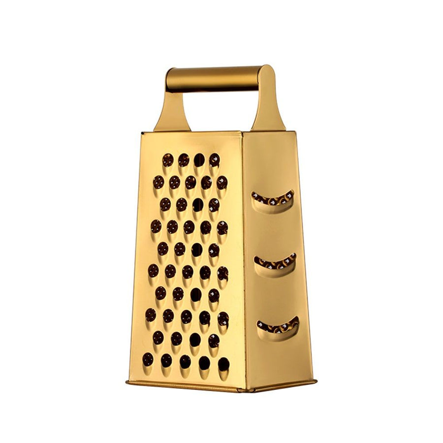 Professional Kitchen Accessories - Gold Box Grater 4 Sides, Garlic Press Stainless Steel, Potato & Apple Peeler, Stainless Steel Corn Peeler, Best For Vegetables & Fruits