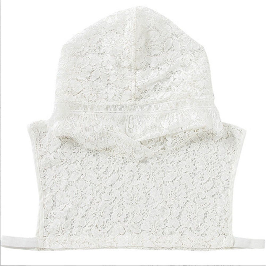 Veils Head Covering Floral Lace Cathedral Chapel Veil, Lace False Collar Half-Shirt Sunscreen Collar Hooded White