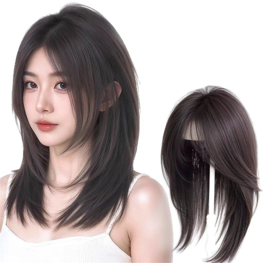 Real Human Hair Topper Side Part Clip in Hairpiece Straight Seamless Wiglet Replacement for Women Hair Loss (40cm, Black)