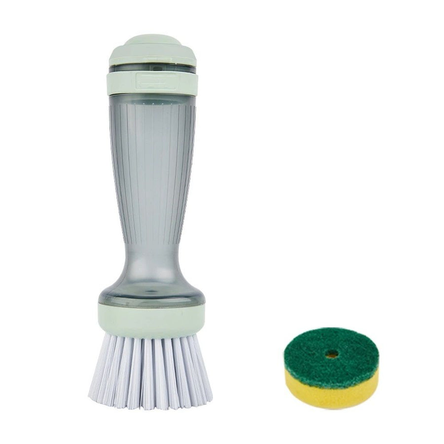 2 pack Dish Brush with Soap Dispenser for Dishes, Kitchen Sink, Pot, Pan Scrubbing, 1 Brush 2 Refills