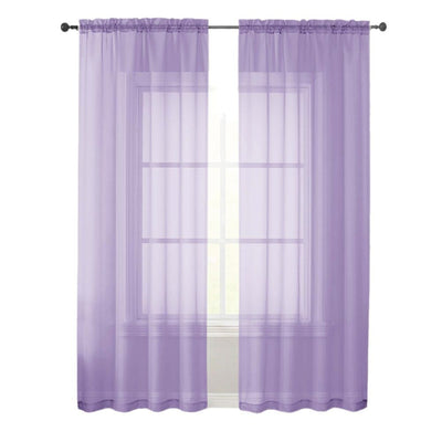 2 set Lavender Sheer Curtains 96 Inches Long, Light Filtering Light Purple Rod Pocket Solid Color Window Sheer Curtain Panels, Elegant Curtains & Drapes for Living Room, 42" W