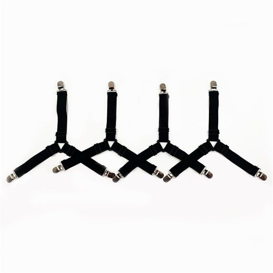 8 pack Sheet Holders, Adjustable Elastic Fasteners with Metal Clips, Keep in Place Fitted Bedding Straps, Firm Tight Suspenders for Mattress