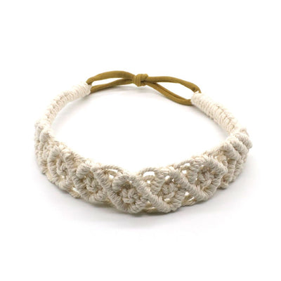 2 pack Women Floral Headband Crochet Knit Vintage Hair Bands, Hairband Headpiece Headwrap Headwear Hair Accessories for Women Sport and Fashion (beige)