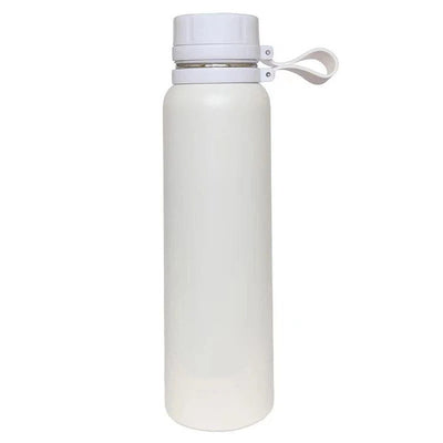 Insulated Water Bottle 30oz Stainless Steel for School and Travel Spout Lid Prevents Leaks, Sweat, and Dust (White)