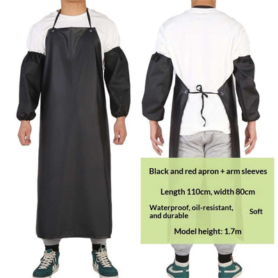 Waterproof Apron with Long Sleeves and sleeve protectors, Safety Apron Work Uniform for Men & Women, Chemical Resistance Anti-Tear Apron