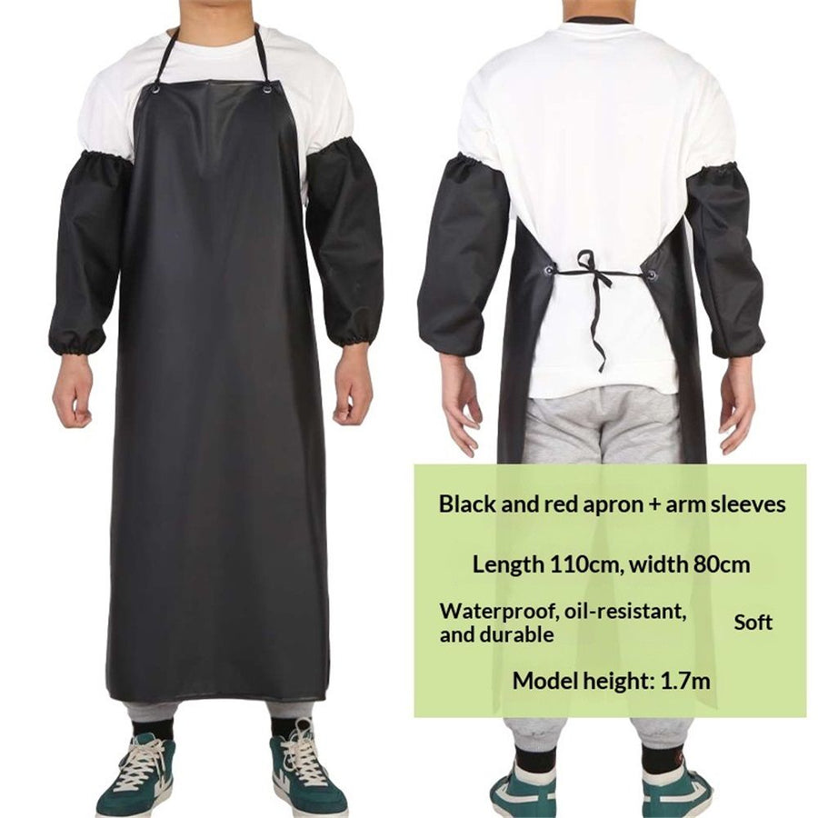 Waterproof Apron with Long Sleeves and sleeve protectors, Safety Apron Work Uniform for Men & Women, Chemical Resistance Anti-Tear Apron