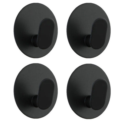 Adhesive Towel Hooks - 4 Pack Extra Strong Heavy Duty Wall Hooks for Bathroom/Shower Door Hanging Coat, Robe, Towel, Dogs' Leads and Collars (Matte Black, Stainless Steel)