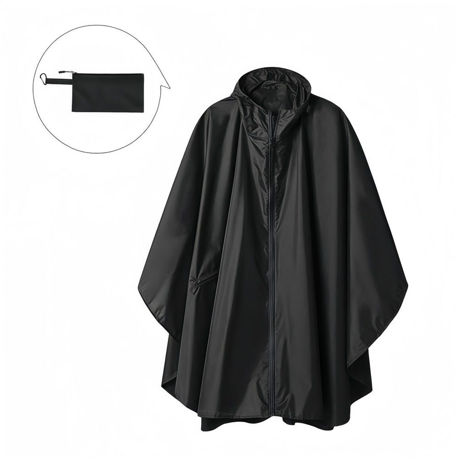 Raincoat Adult Men's and Women's Zipper Cape Raincoat Raincoat Backpack Cycling Outdoor Camping（black）