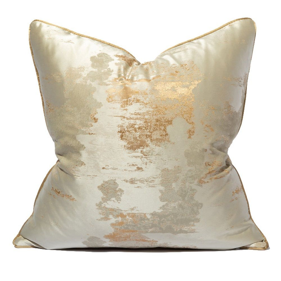 Gold Decorative Luxurious Throw Pillow Covers Jacquard Square Cushion Cases Pillowcase for Bed Sofa Couch Chair Car Home Decor (Champagne,18"x18")