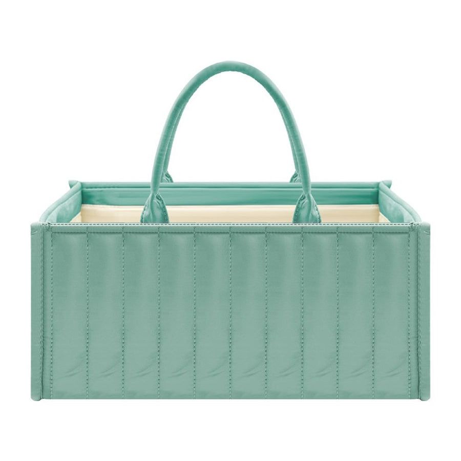 Baby Diaper Caddy Organizer, Large Nursery Storage Basket with Handle, Portable Infant Caddy with Compartments, Newborn Essentials, Green 38.1*25.4*17.8cm