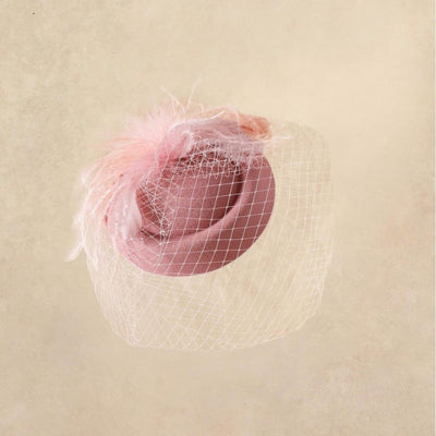 Female headwear accessories, bridal hat, veil, evening gown, hair accessories, retro mesh hat, theme party, headdress nude pink