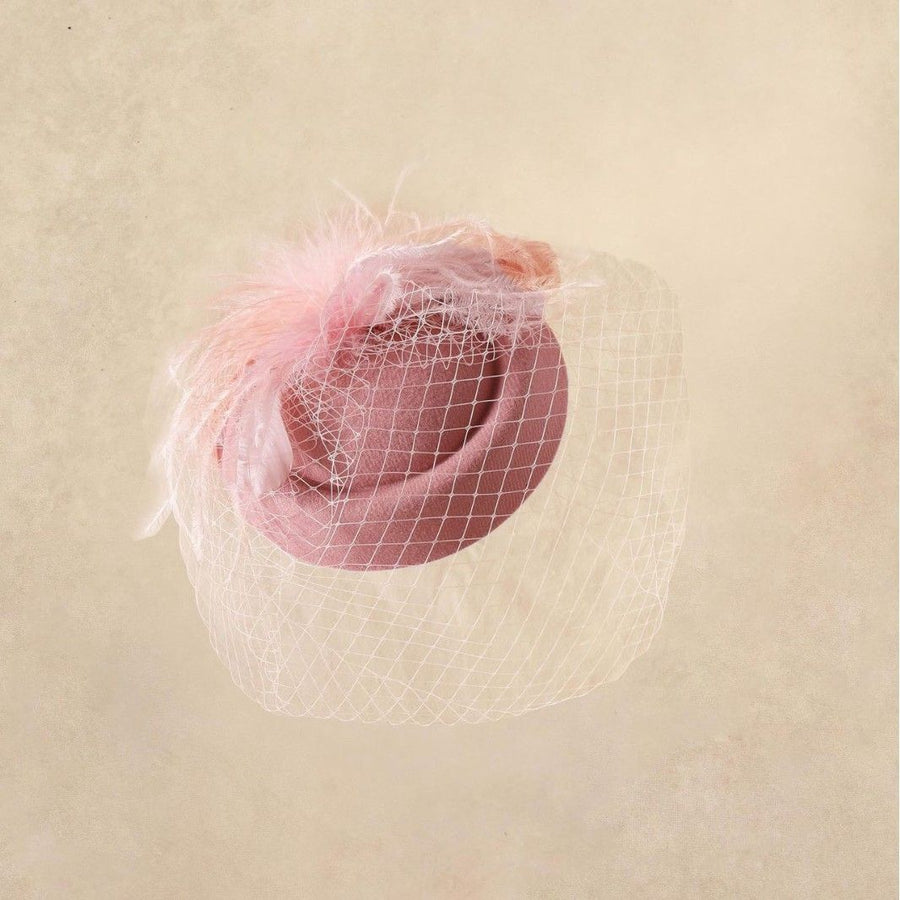 Female headwear accessories, bridal hat, veil, evening gown, hair accessories, retro mesh hat, theme party, headdress nude pink