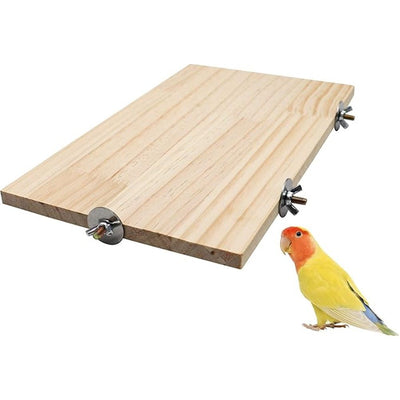 Large Bird Perch Stand Platform, Natural Wooden Small Animals Cage Accessories, Rectangle Stand Perch Shelf（20*33cm）