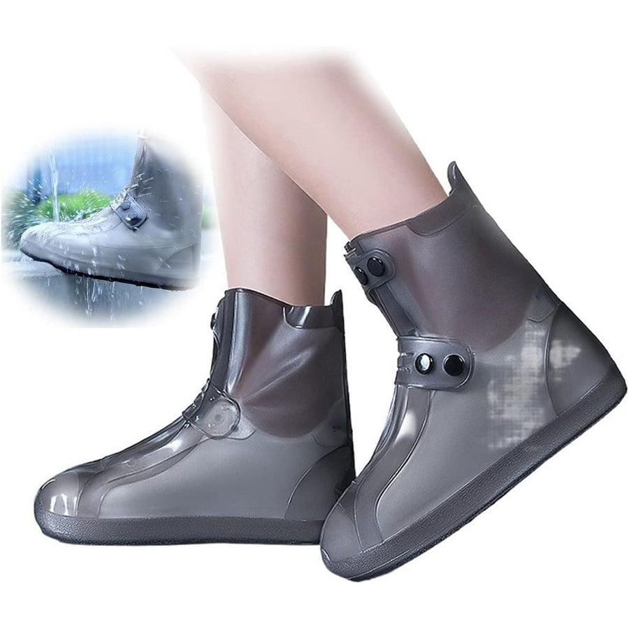 Waterproof Rain Shoe Covers Rubber Shoe Boot Covers Not-Slip Reusable Rain Shoe Protectors Galoshes Overshoes for Man and Women Sand Control Rain Snow（tea color L）