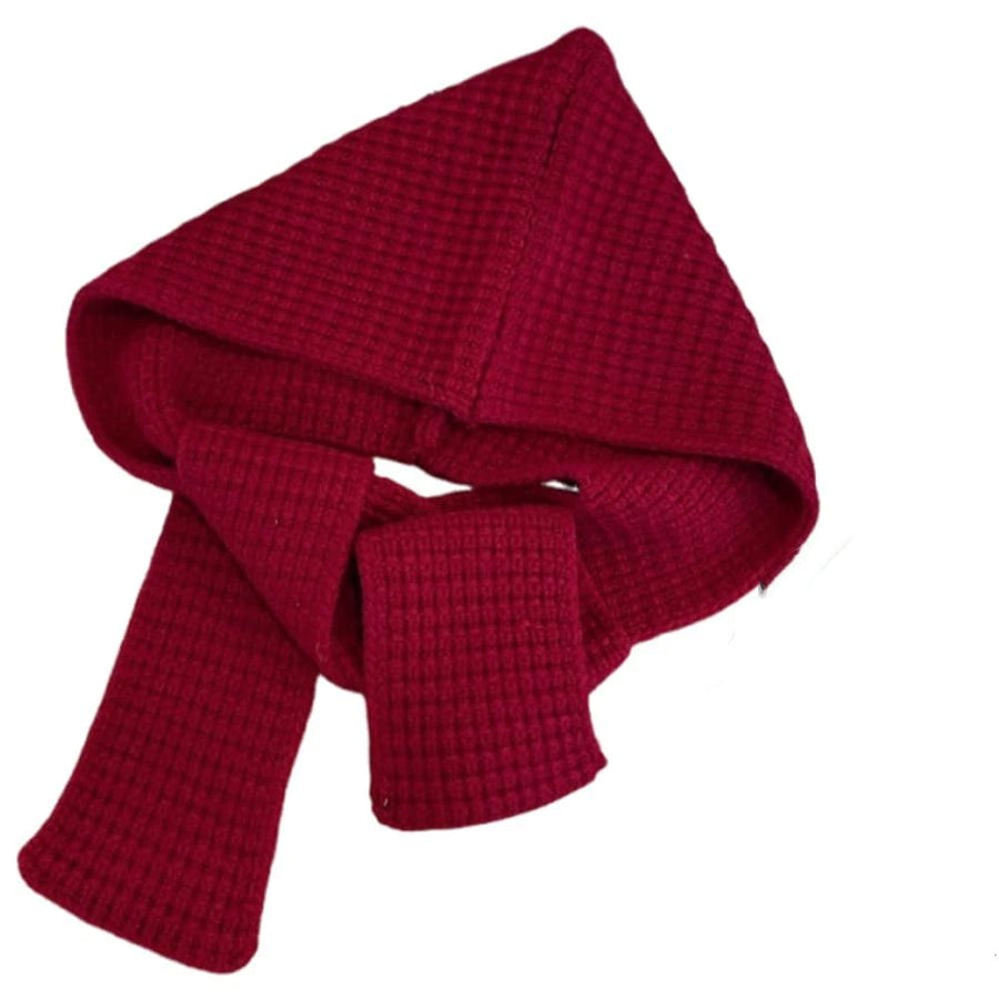 Women's Winter Knitted Hat Beanie Balaclava Hooded Cap Scarf Hat Soft Knit Skull Cap Hood Scarf Neck Warmer Beanies（Red）