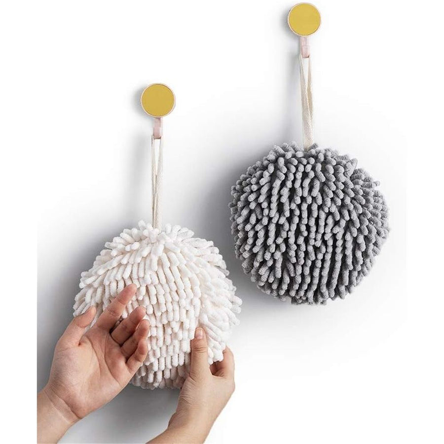 Ball Towel (Set of 2) White and Gray - Dry Your Hand Instantly conveniently with This Creative Bath Towel Set Decorative Towels for Bathroom