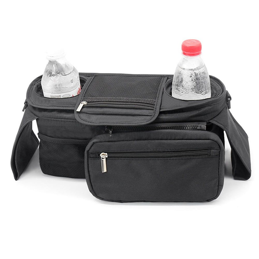 Universal Stroller Organizer Bag with Insulated Cup Holder- Detachable Zippered Bag & Adjustable Strap, Fits for All Baby Stroller Models