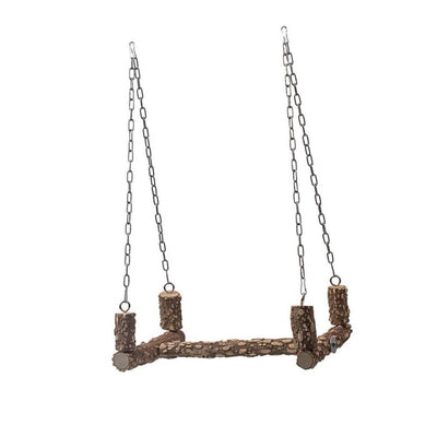 Large bird perch swing toy, natural Sichuan pepper wood parrot perch bracket toy, stainless steel hanging birdcage accessories, parrot biting toy