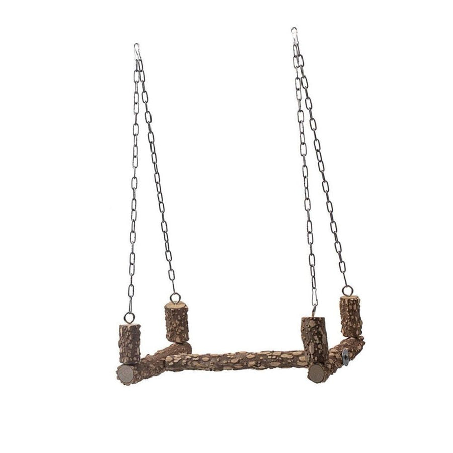 Large bird perch swing toy, natural Sichuan pepper wood parrot perch bracket toy, stainless steel hanging birdcage accessories, parrot biting toy