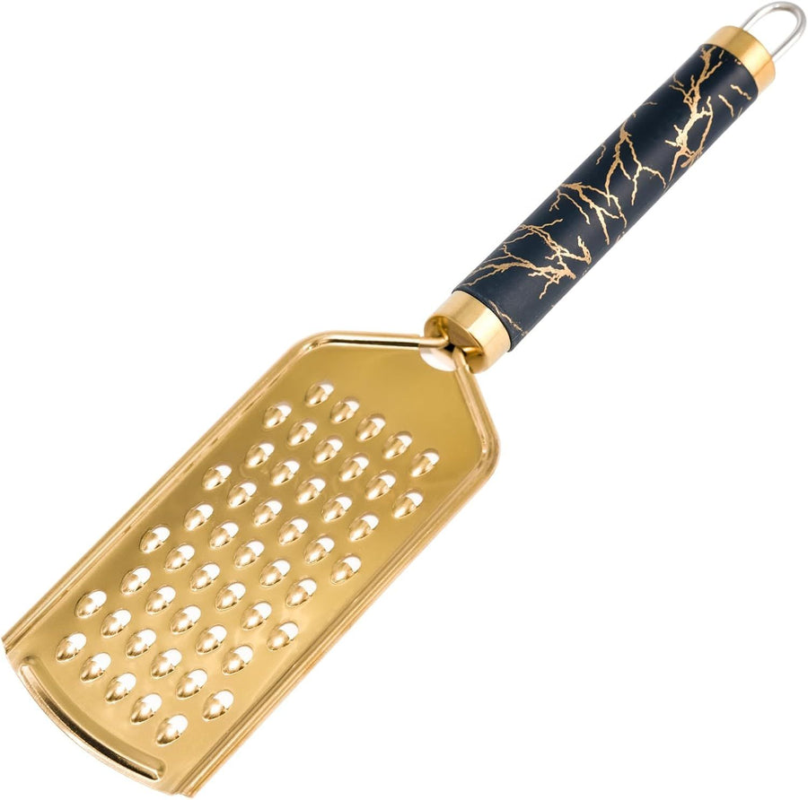 Professional Cheese Grater, Gold Stainless Steel Cheese Grater Handheld, Grater Hand Crank, Practical Kitchen Gadgets, Graters for Cheese, Chocolate, Spices (Medium Coarse)