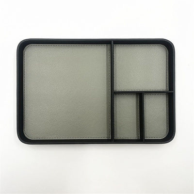 Hotel leather jewelry storage tray in stock, bedside mobile phone partition tray, entrance key storage basket storage tray(Black)