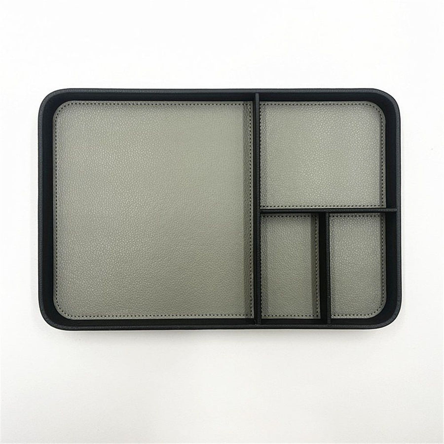 Hotel leather jewelry storage tray in stock, bedside mobile phone partition tray, entrance key storage basket storage tray(Black)